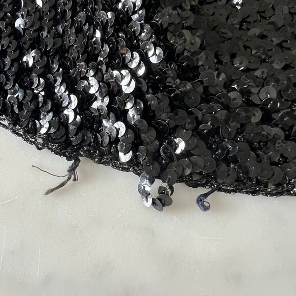 Vintage Black Sequin Threaded Elastic Cap - Picture 4 of 8